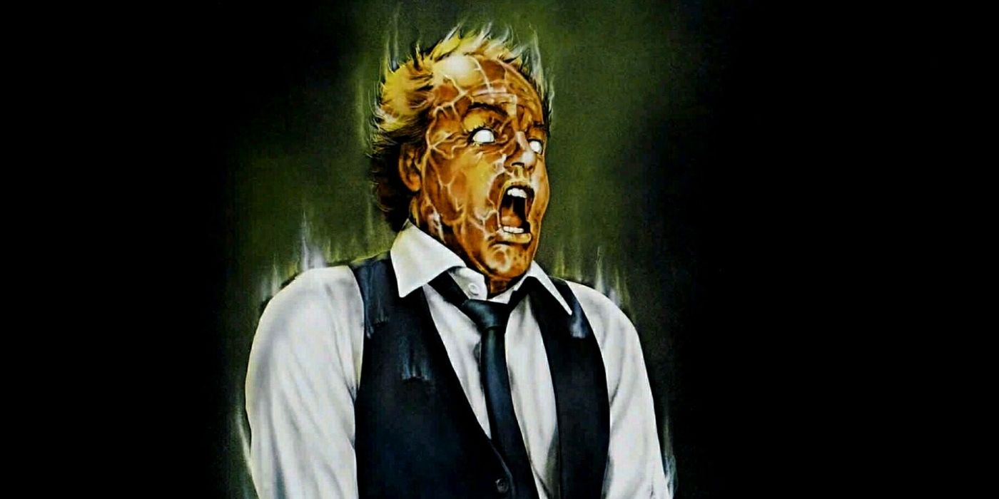 Darryl Revok, played by Michael Ironside, screams with white eyes in Scanners.