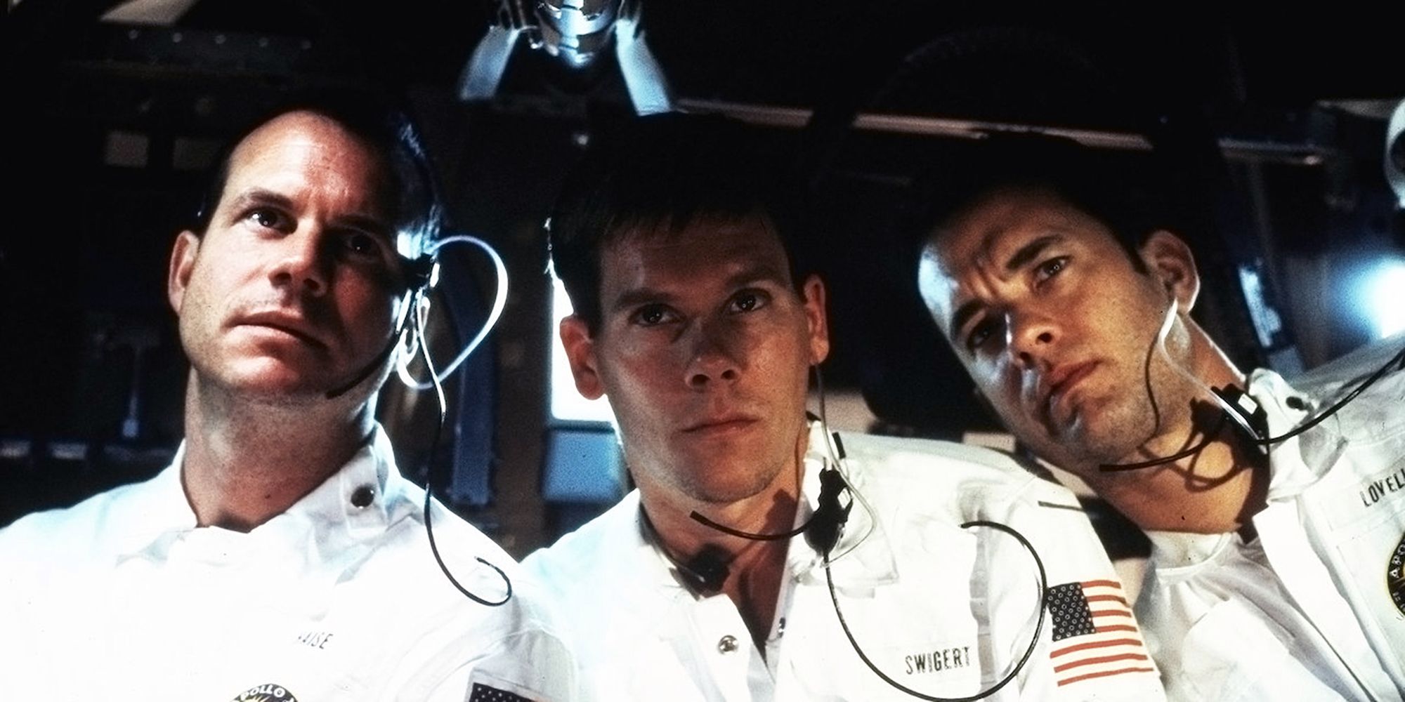 Bill Paxton, Kevin Bacon and Tom Hanks aboard the Apollo 13 spacecraft.