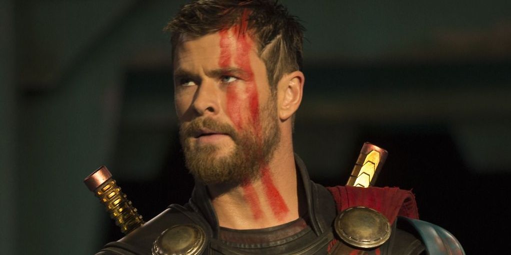 Thor with red war paint on his cheek