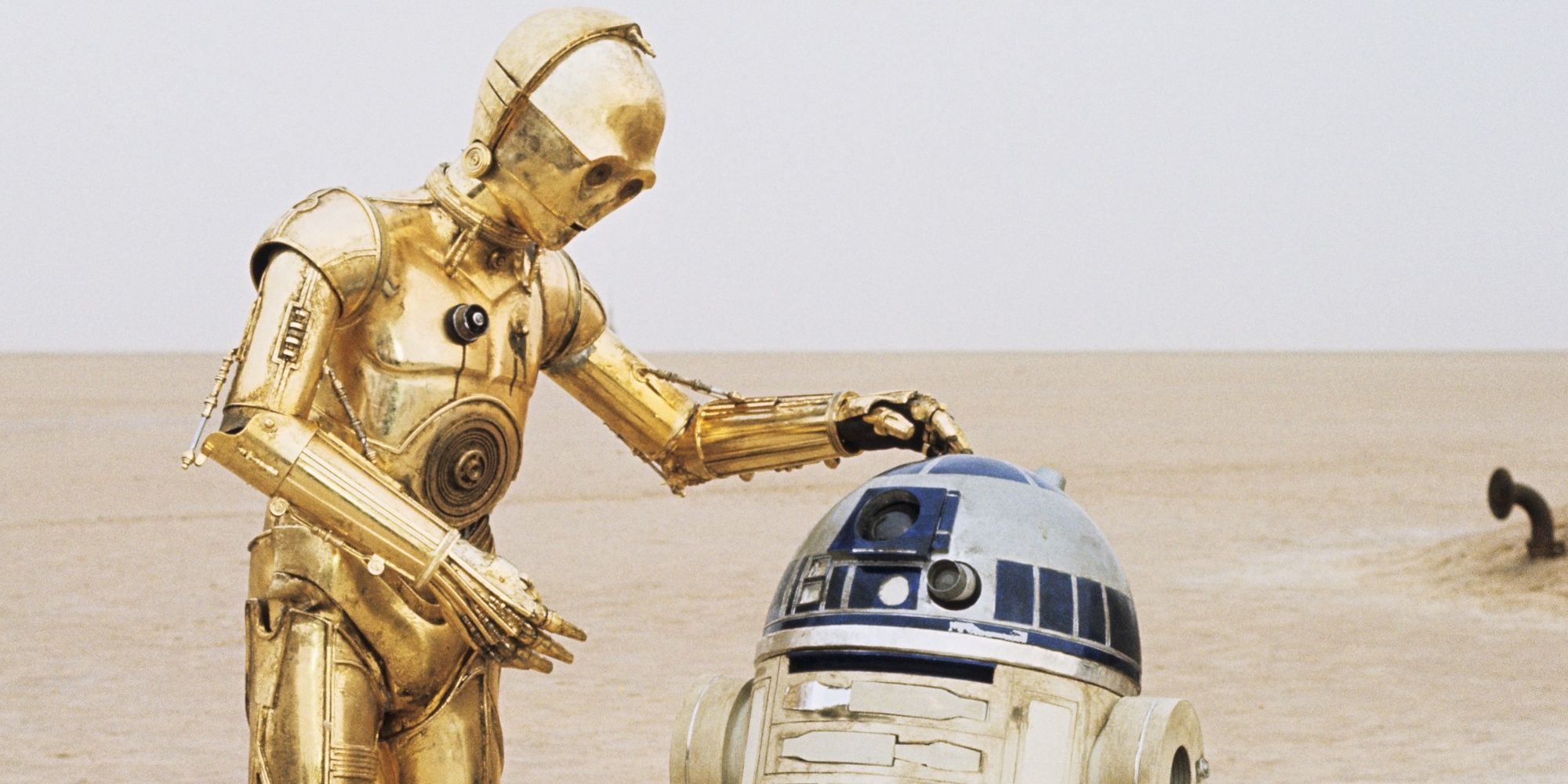 Anthony Daniels and Kenny Baker as C3PO and R2D2 in Star Wars