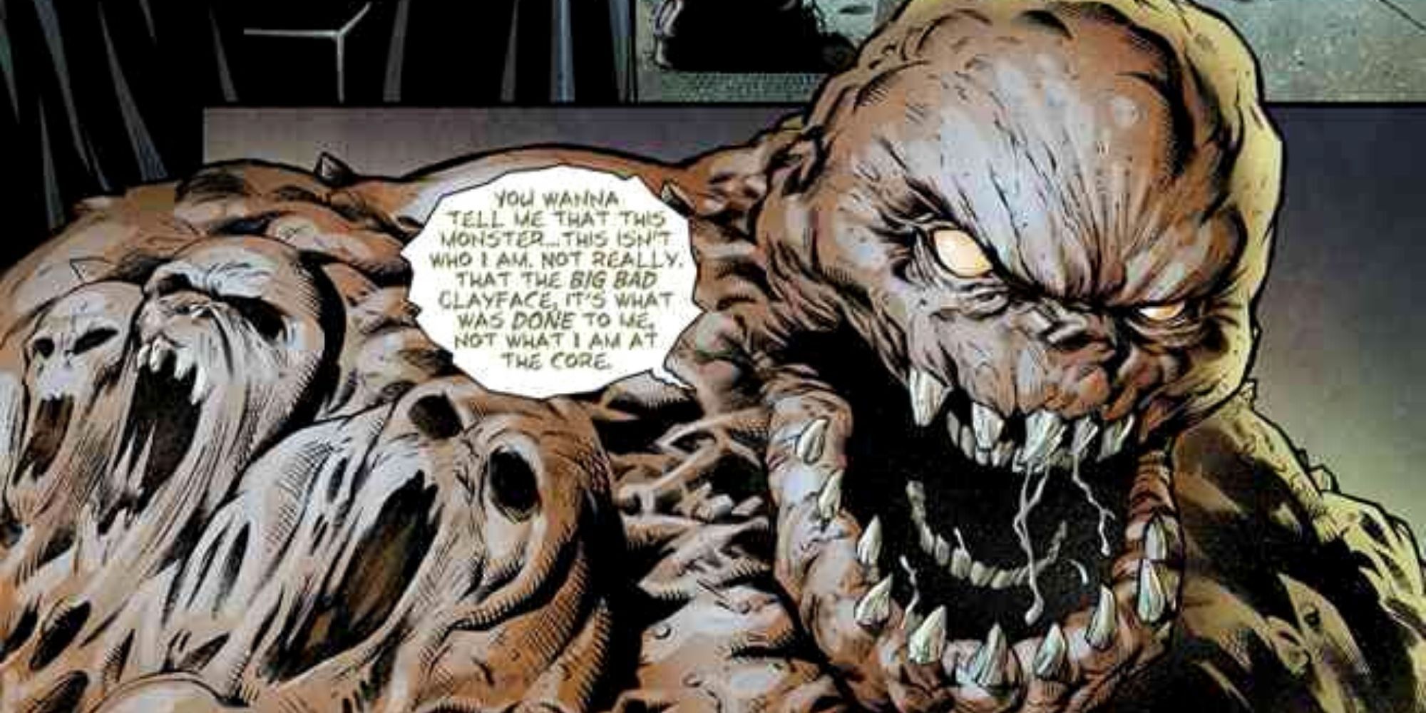 Clayface Batman's ferocious mouth and teeth suffocate on his body