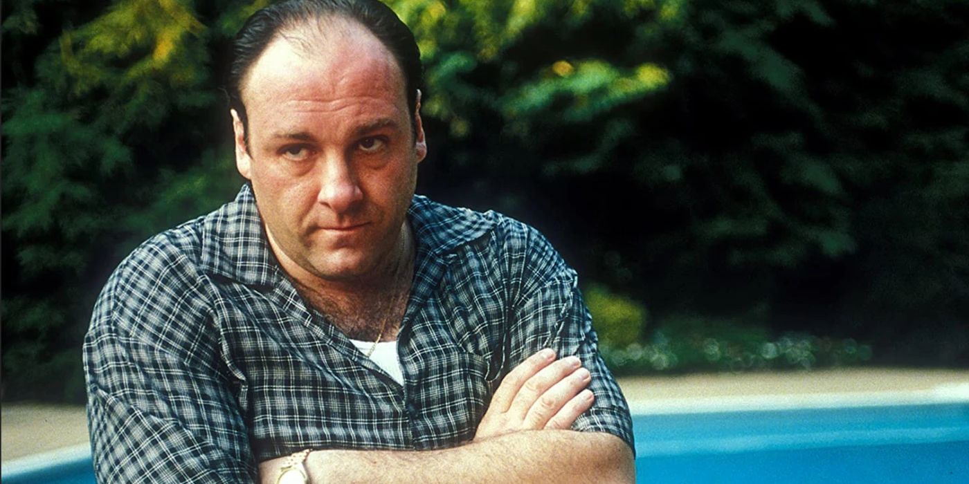 Tony Sopranos crosses his arms next to his pool