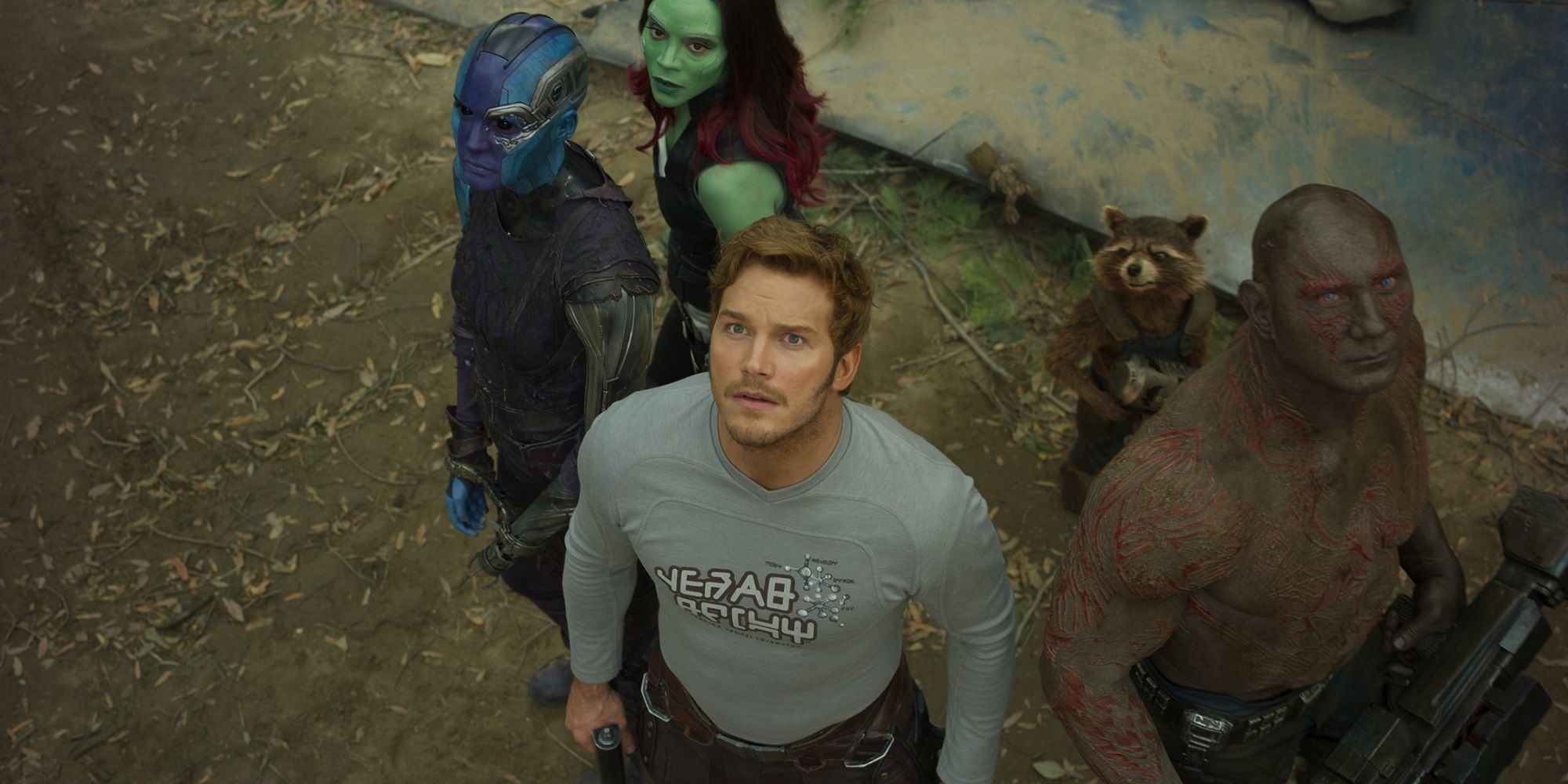Guardians of the Galaxy standing in a circle