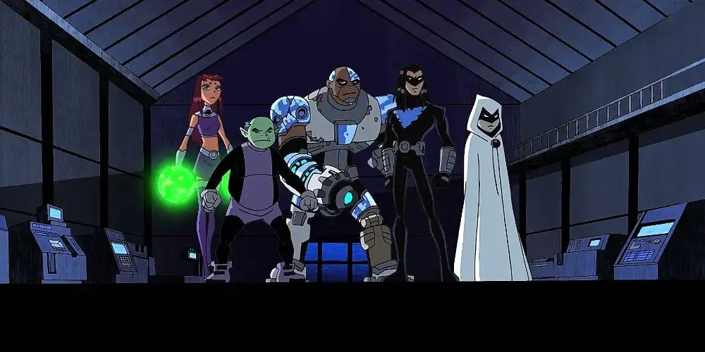 Starfire with future versions of her friends