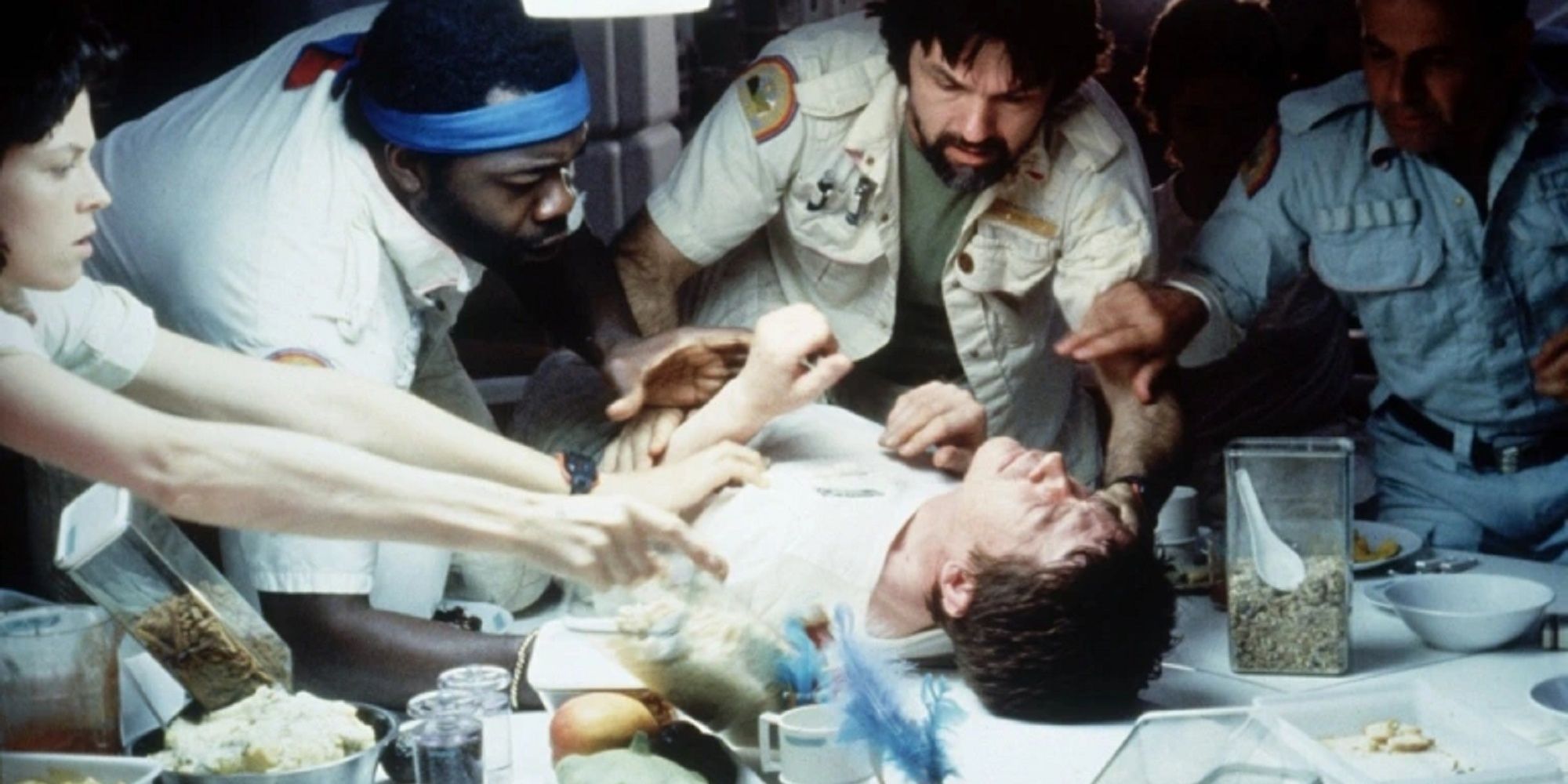 The beginning of the scene with the chest on the table in Alien.