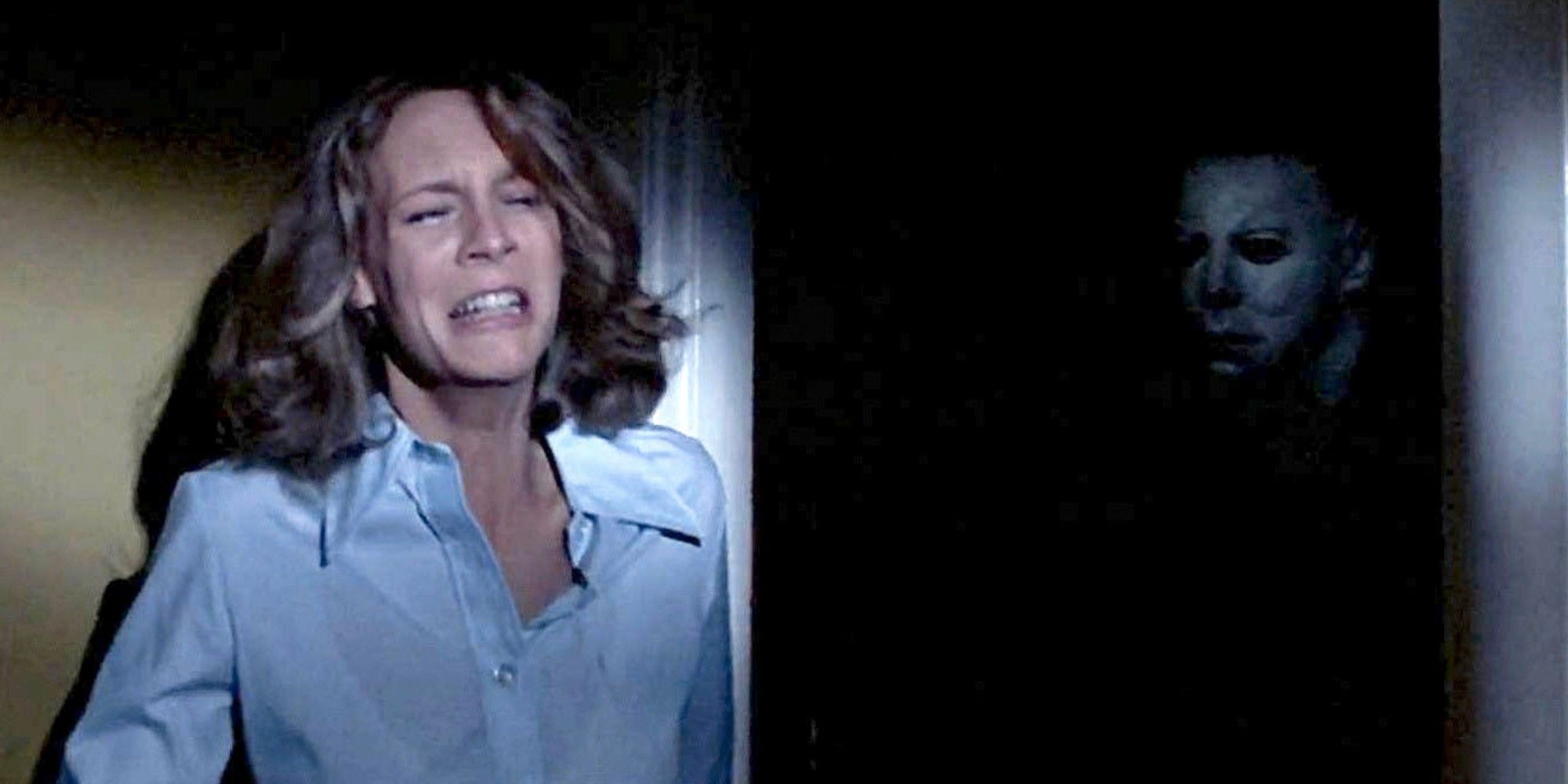 Lori hiding from Michael Myers