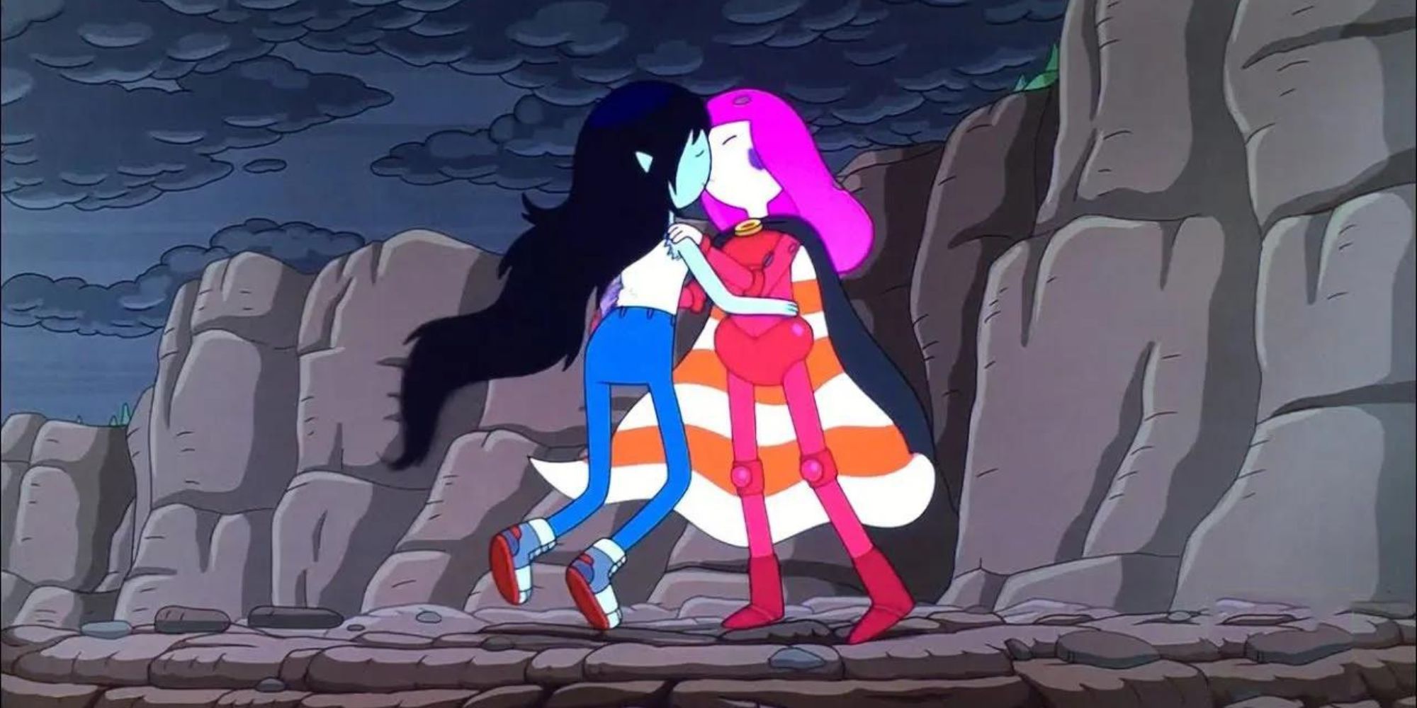 Marceline and Bubblegum kiss from Adventure Time