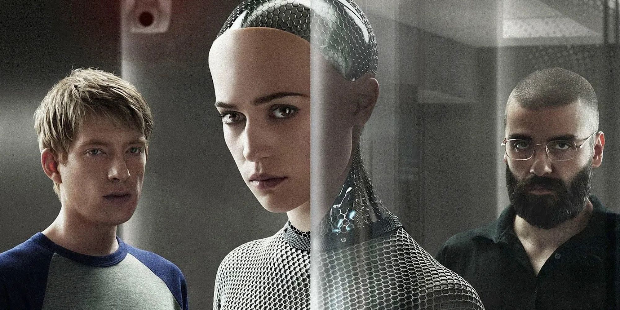 The main characters of Ex-Machina in a promotional image for the film.