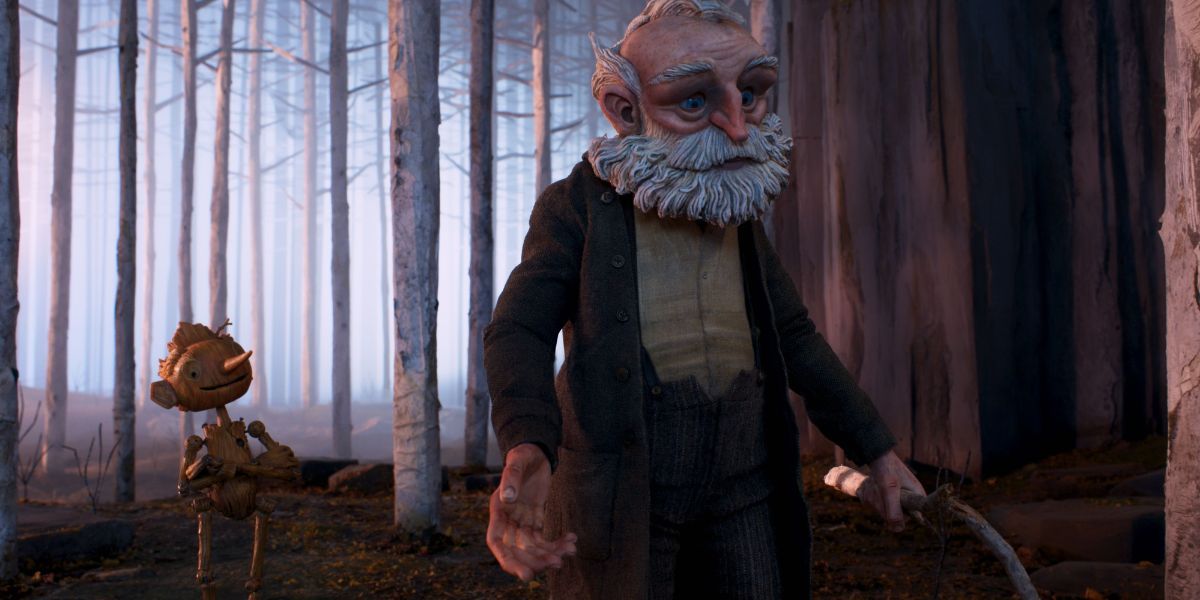 Pinocchio and Geppetto in Guillermo del Toro's Pinocchio