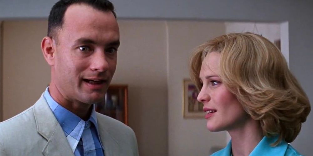 Tom Hanks as Forrest Gump talking to Robin Wright as Jenny Curran in Forrest Gump