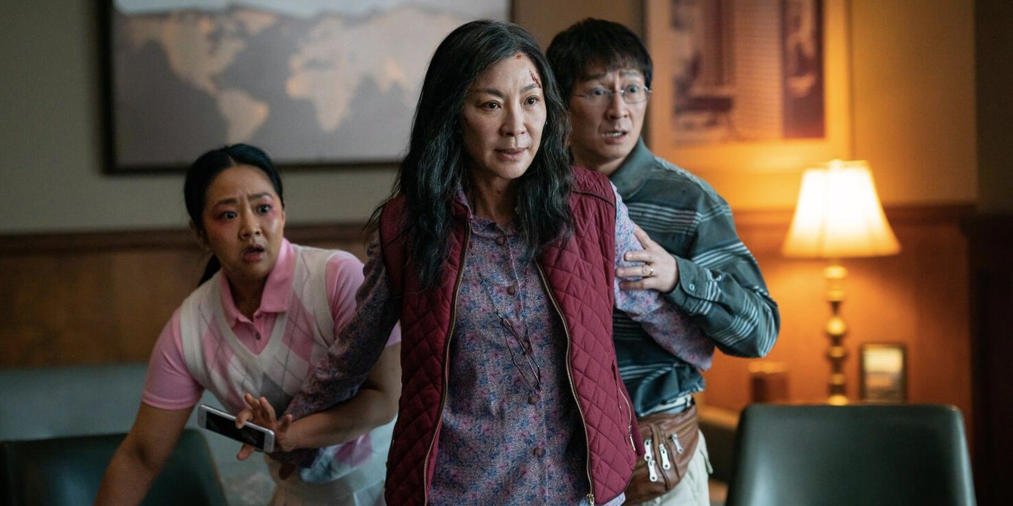 Michelle Yeoh, Stephanie Xu and Ke Hui Quan in Everything Everywhere All At Once