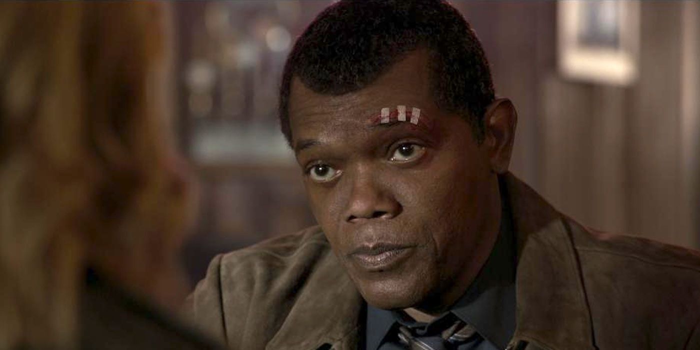 Samuel L. Jackson in Captain Marvel (2019) deage
