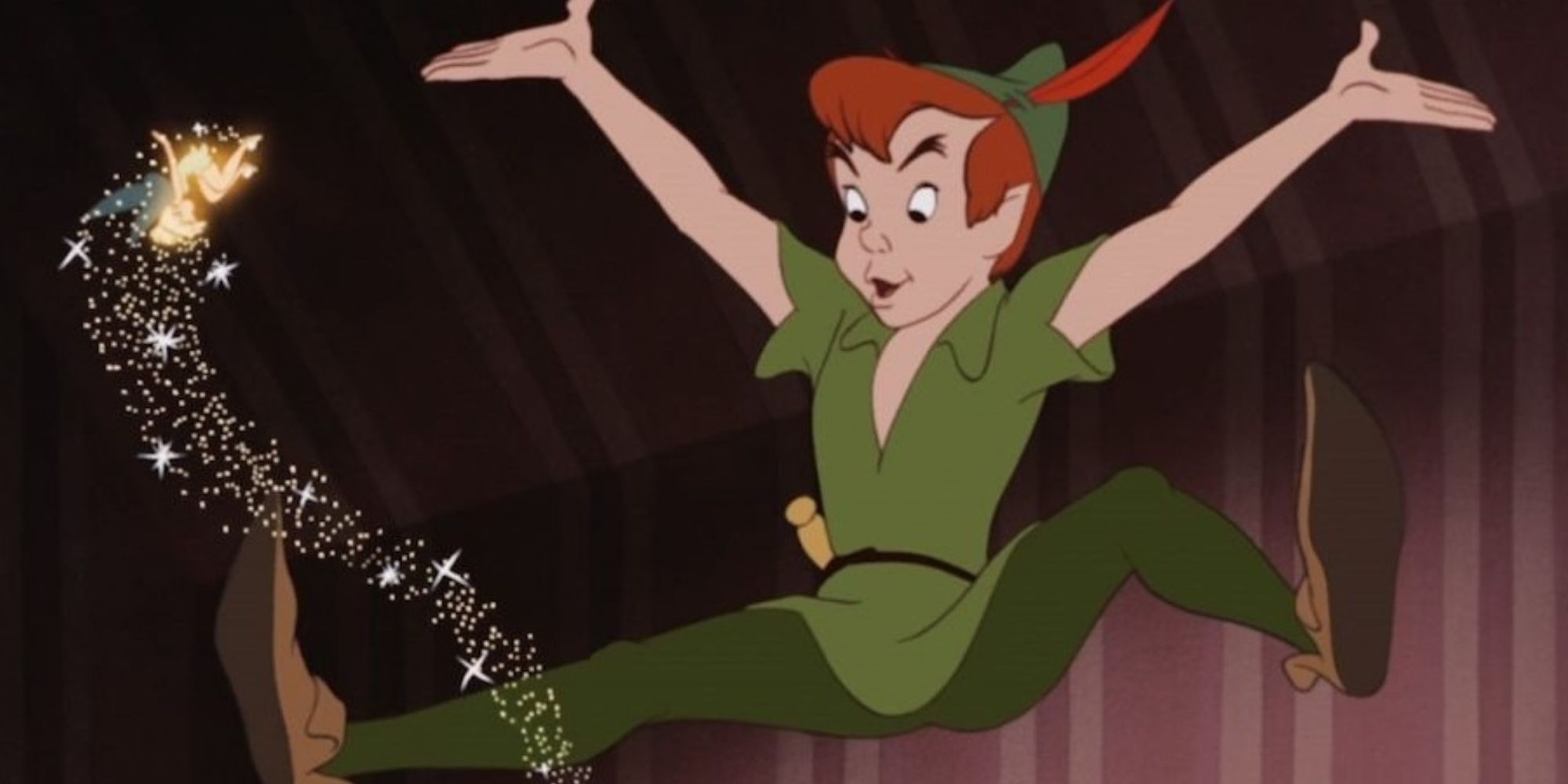 Peter Pan and Tinker Bell fly in Disney's Peter Pan