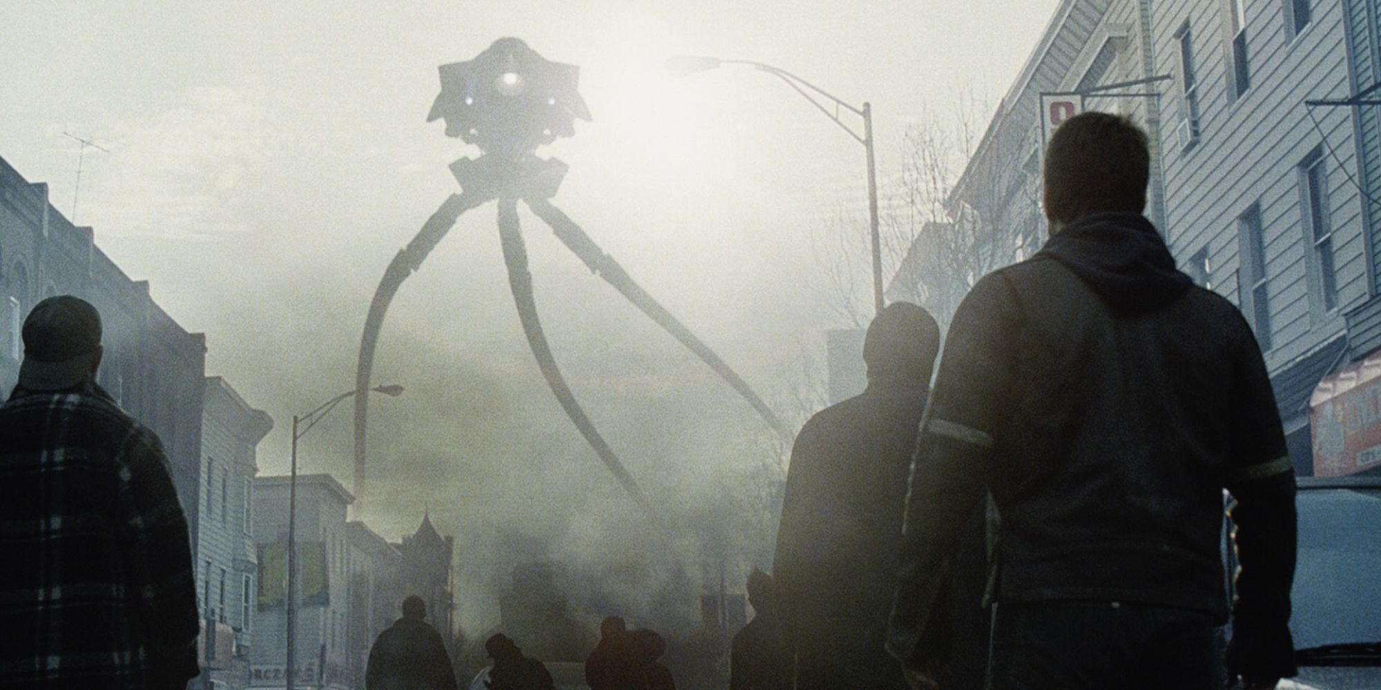 Huge tripod-mounted alien roams the streets of New Jersey as onlookers stare in horror