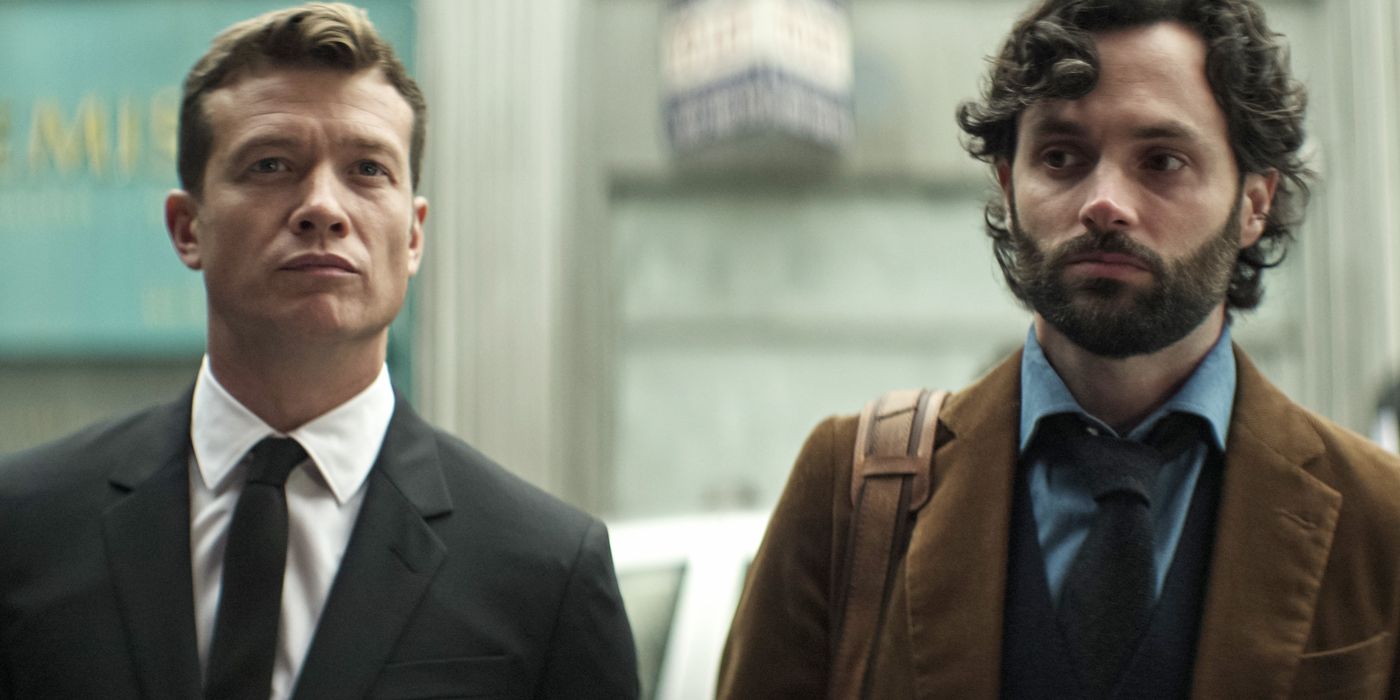 Ed Speleers as Rise Montrose and Penn Badgley as Joe Goldberg in You Season 4