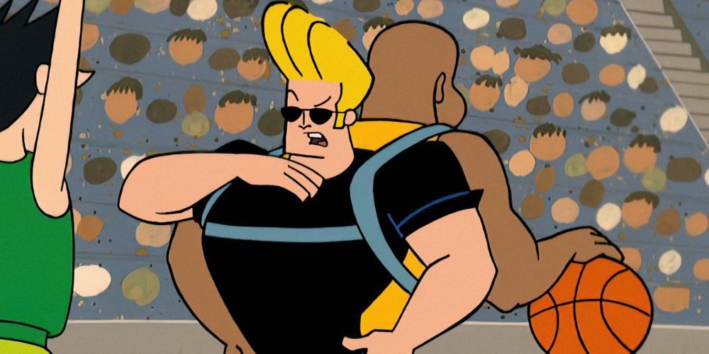 Johnny Bravo on the back of Shaquille O'Neal