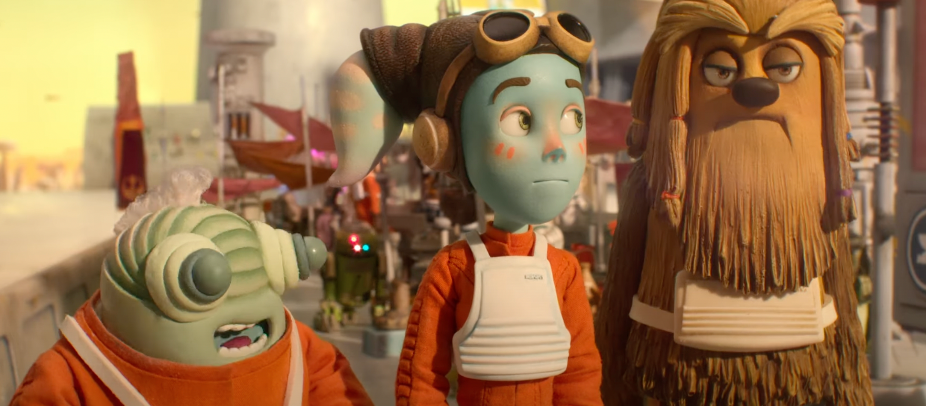 Three fighter pilots in Star Wars Visions Volume 2, 