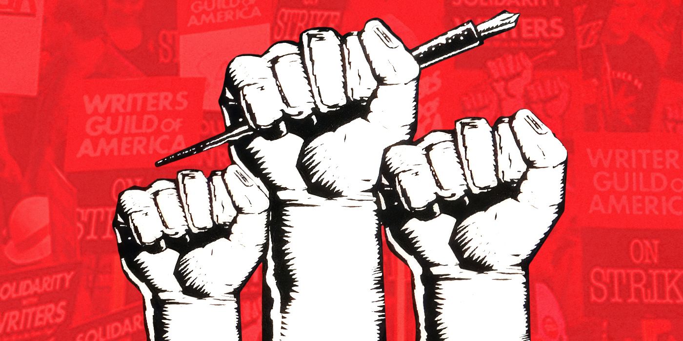 WGA raises fists in protest