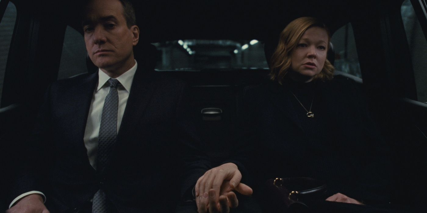 Matthew Macfadyen and Sarah Snook in the series finale of Legacies. 