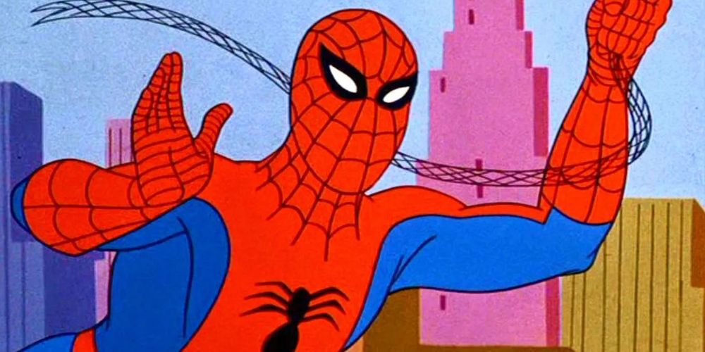 Spider-Man poses dramatically in Spider-Man cartoon