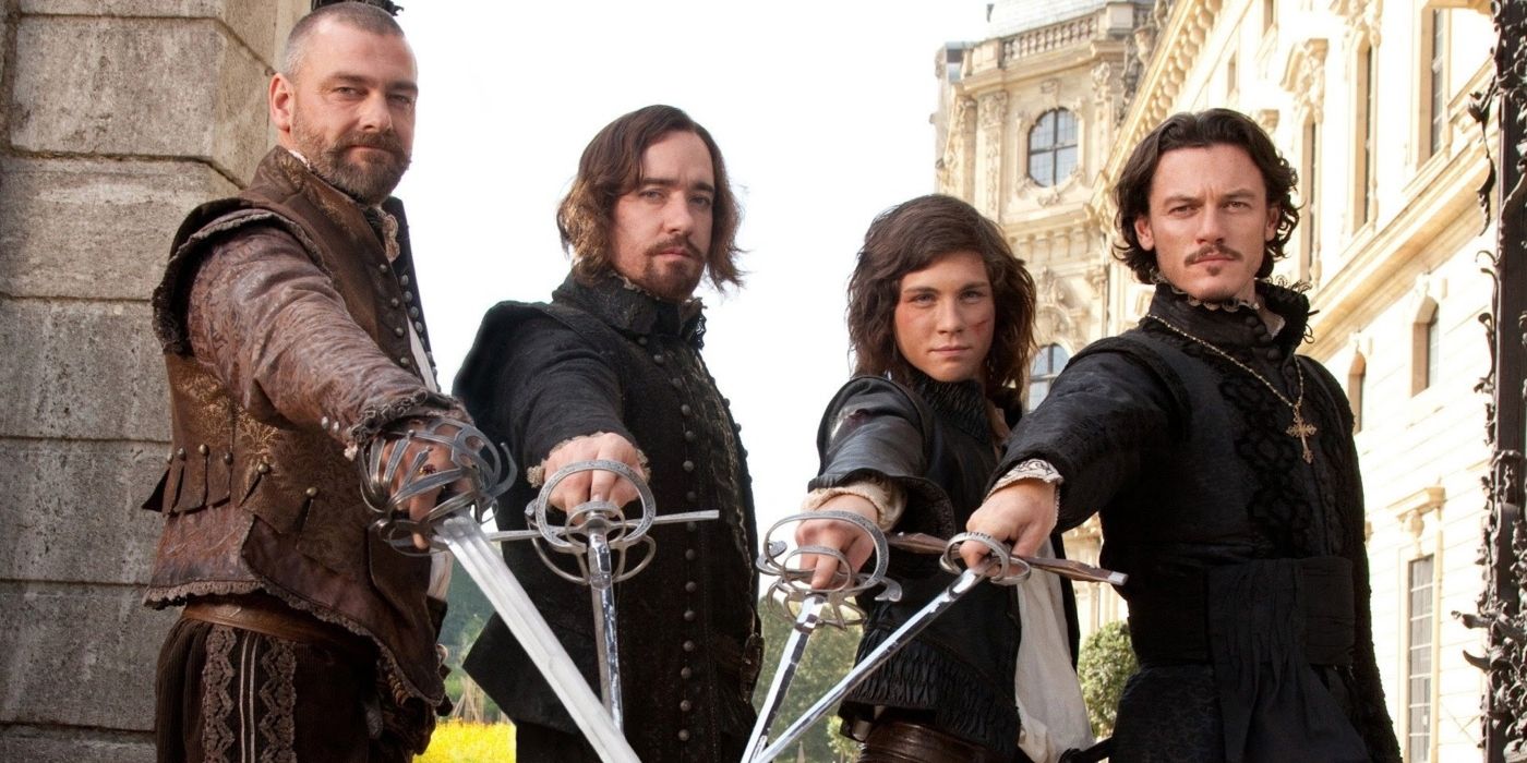 Ray Stevenson, Matthew Macfadyen, Logan Lerman and Luke Evans in the 2011 version of The Three Musketeers. 