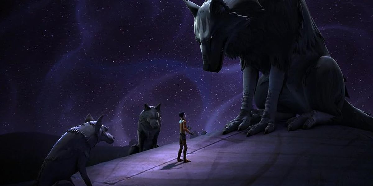 Ezra Bridger talking to Lot-Wolf Dume in Star Wars Rebels episode DUM