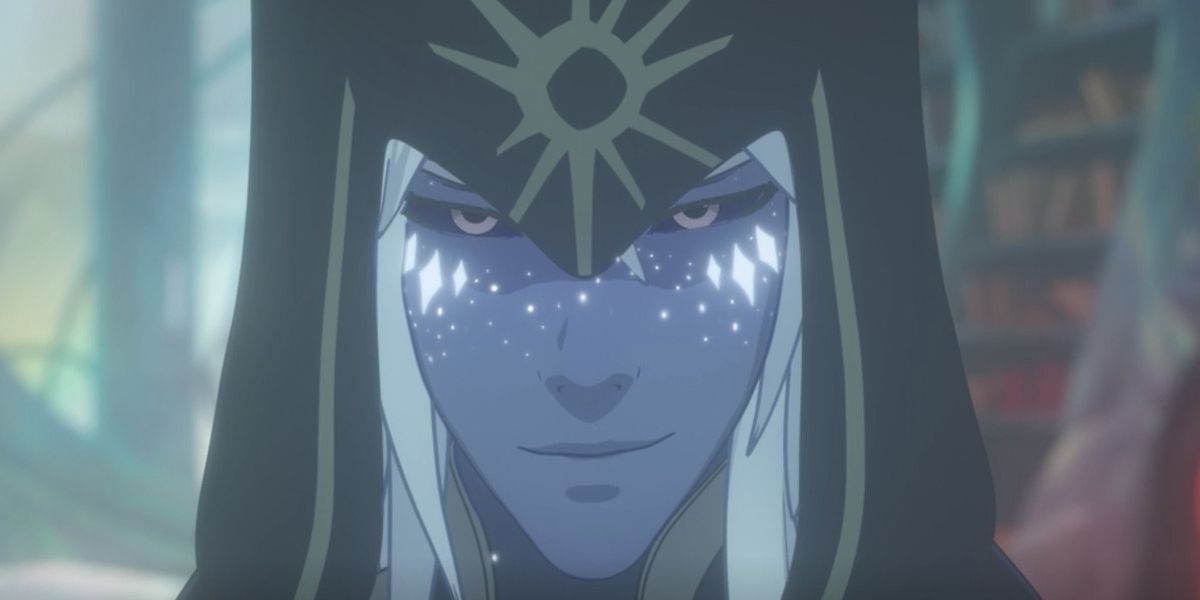 Aaravos (Eric Dellums) with an evil smile